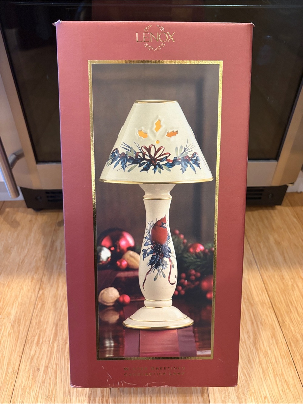 Lenox Holiday Winter Greetings Porcelain Votive Candle Lamp & Shade, 13.5-in Tal